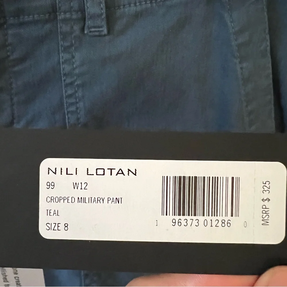 NWT nili lotan cropped military pant teal blue size 8 - Picture 6 of 8